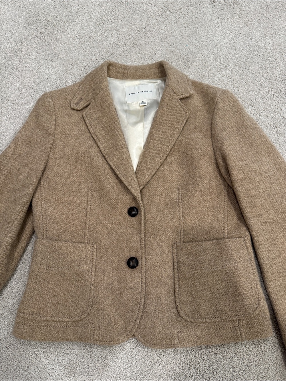 Banana Republic Camel/Tan Wool Blend Notch Collar Blazer